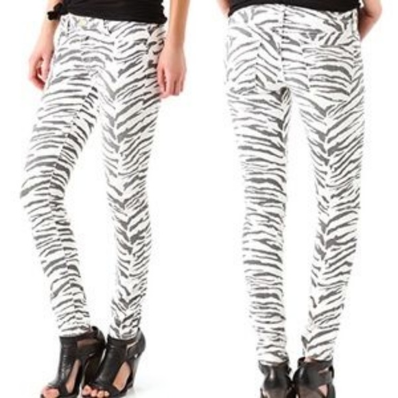 CURRENT/ELLIOTT SKINNY JEANS NWT US 23/0 B/W ZEBRA - Picture 1 of 8